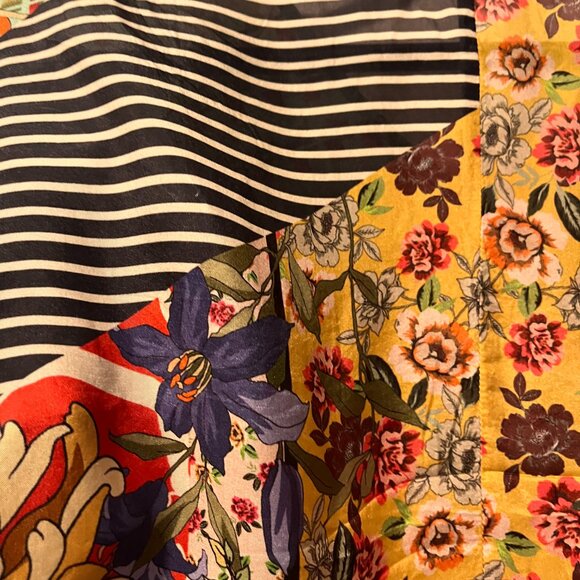 Johnny Was size M Red & Multi color Silk V Neck top - Picture 3 of 7